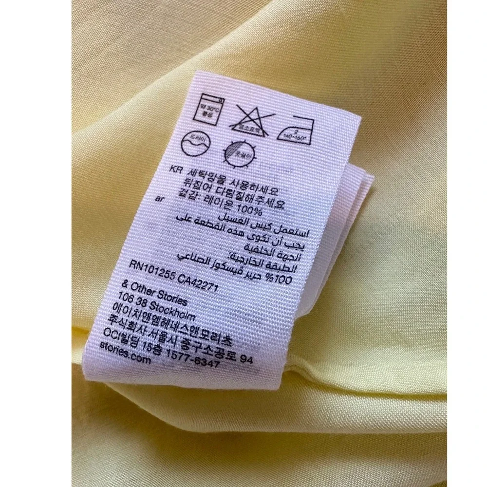 & Other Stories Butter Yellow Satin Wrap Maxi Skirt Asymmetric US 4